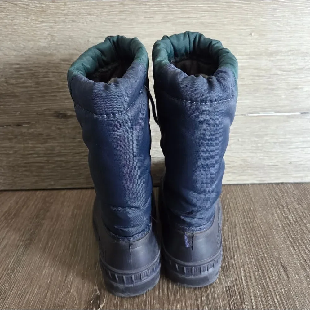 Vintage Sorel Winter Snow Boots - Navy Blue and Green- Size 11 Toddler